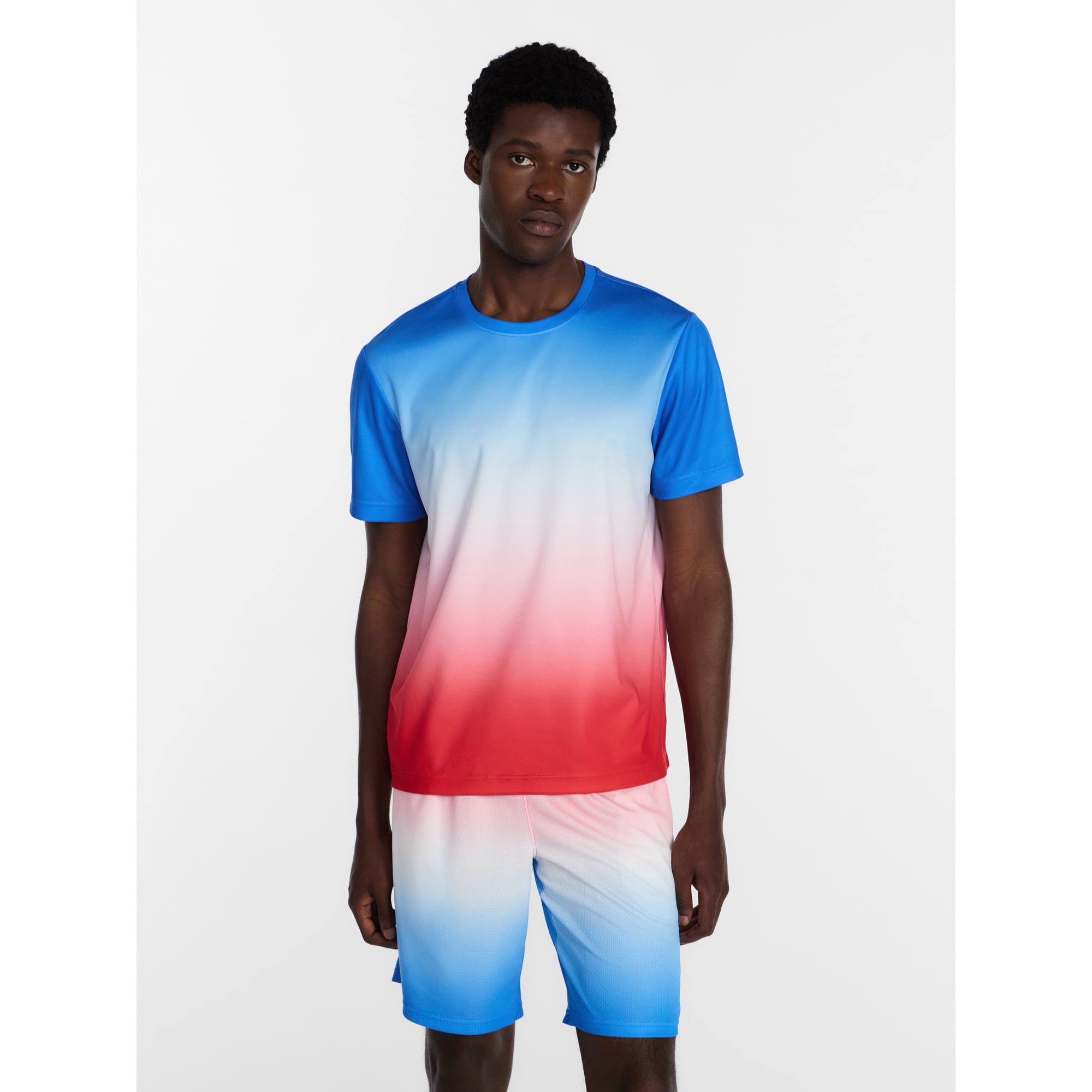 Athletic Works Men's and Big Men's America 250 Ombre Mesh Tee, Sizes XS-4XLT