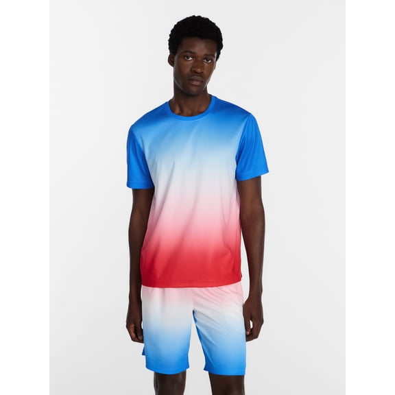Athletic Works Men's and Big Men's America 250 Ombre Mesh Tee, Sizes XS-4XLT