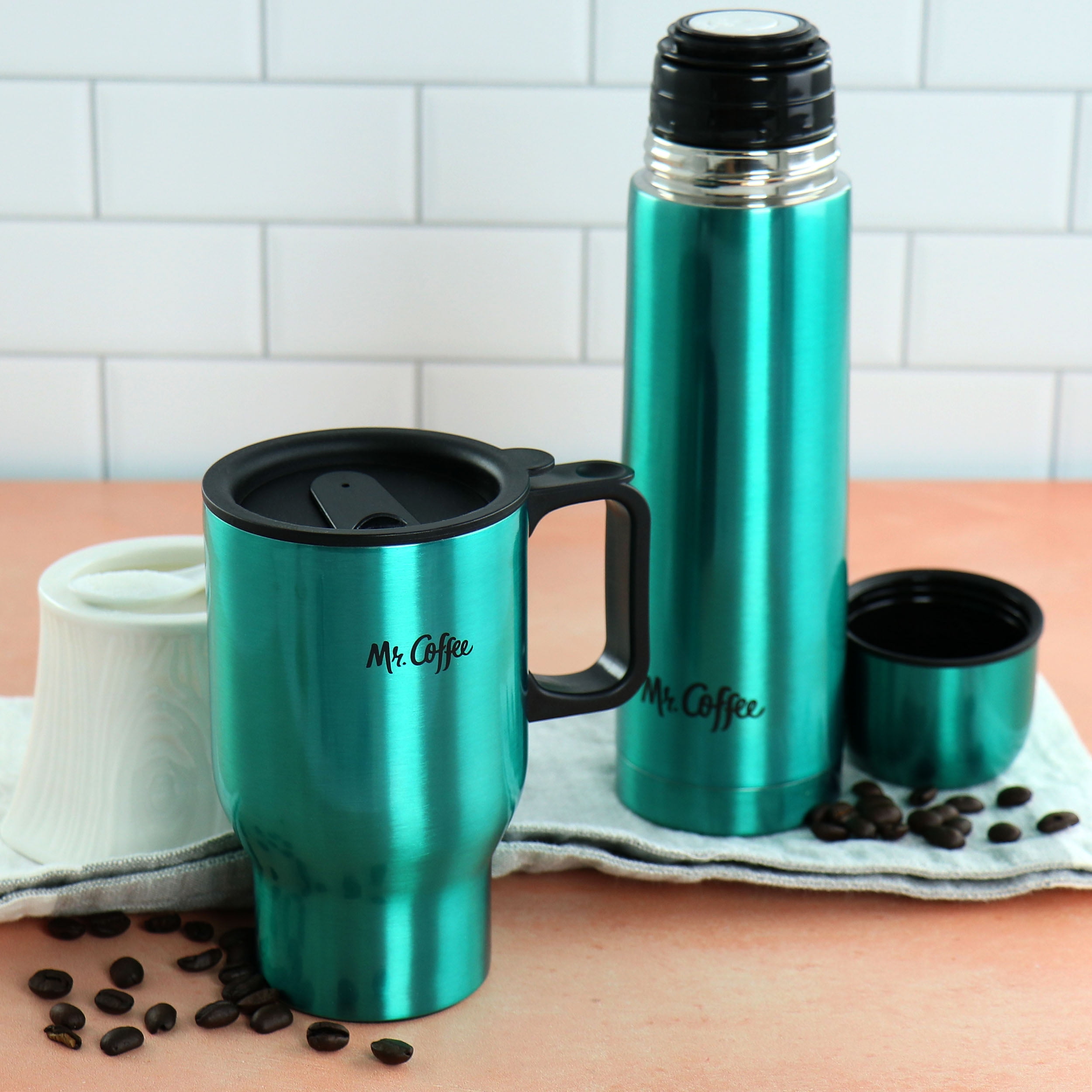 Mr. Coffee Javelin 2 Piece Thermal Bottle and Travel Mug Set in