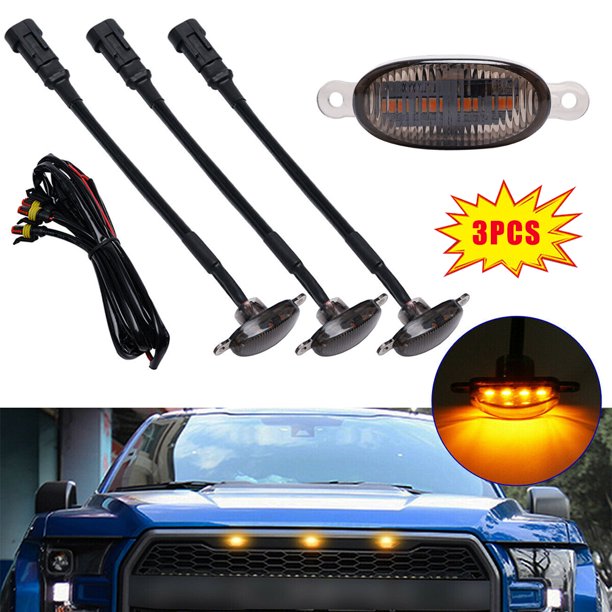 Amber Smoked LED Front Grille Grill Running Lights For Ford F150 Raptor Style