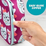 Bentology Lunch Box for Girls-Kids Insulated, Durable Kitty Cat Lunchbox Tote Bag Fits Bento Boxes, Jars & Bottles- Reusable School Lunch Sleeve
