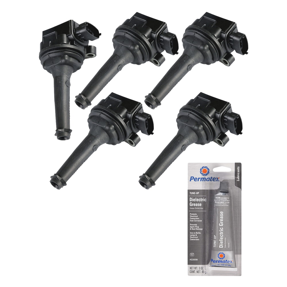 Set of 5 Ignition Coils and Permatex 22058 Dielectric TuneUp Grease