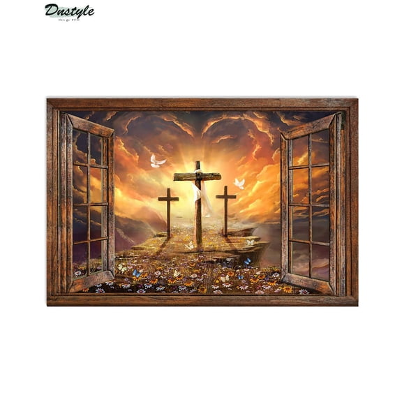 Jesus cross by the window canvas - Dnstyles 11 x 17 Inch Poster