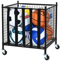 KFFKFF Rolling Sports Ball Storage Cart Garages Sports Equipment Organizer Steel