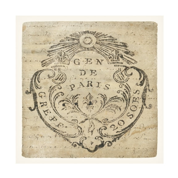 Wild Apple Portfolio 'Vintage Letter Crest IIA Antique Border v2' Canvas Art