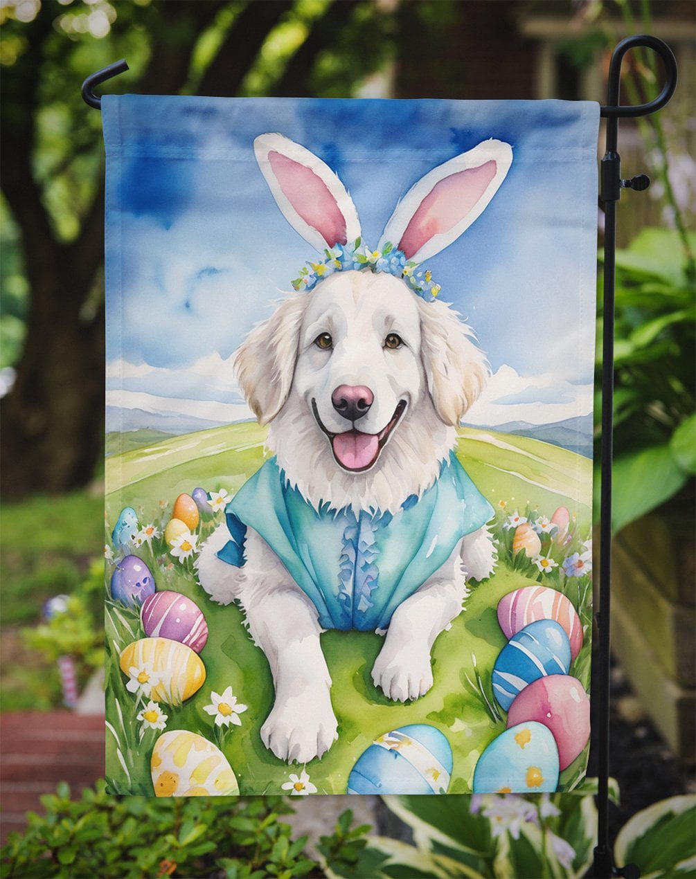 Kuvasz Easter Egg Hunt Garden Flag 11.25 in x 15.5 in