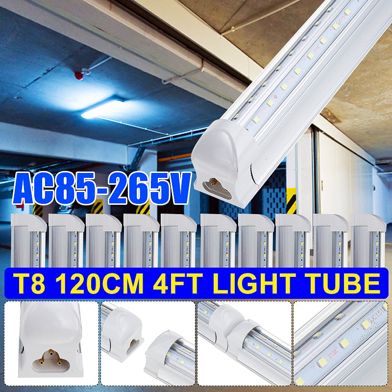 Details about   10Pack T8 4FT Integrated LED Tube Light Fixture 36W 6500K Clear Lens Shop Light 