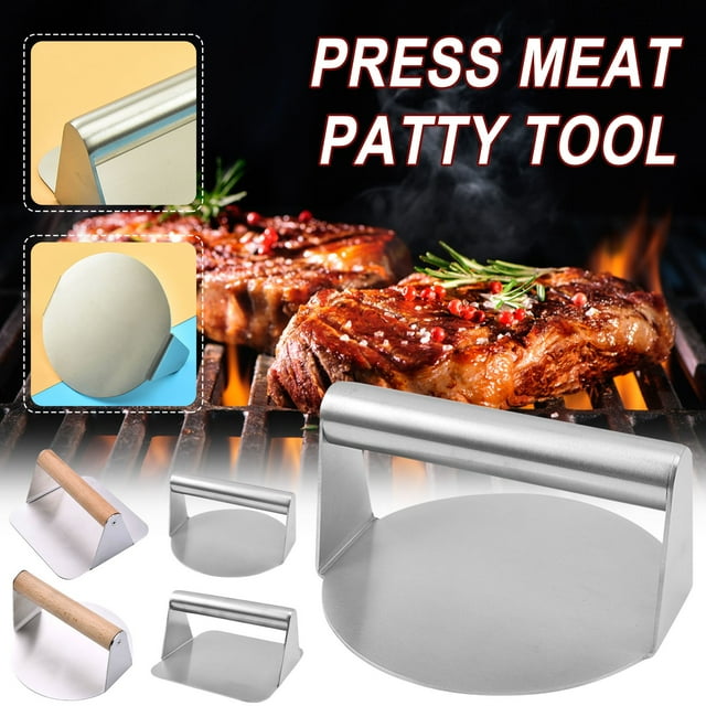 Vaidha Stainless Steel Burger Press, Burger Press With Handle For Flat Top Grill Cooking, Grill Accessories For Steak Making, Rust And Easy To Clean