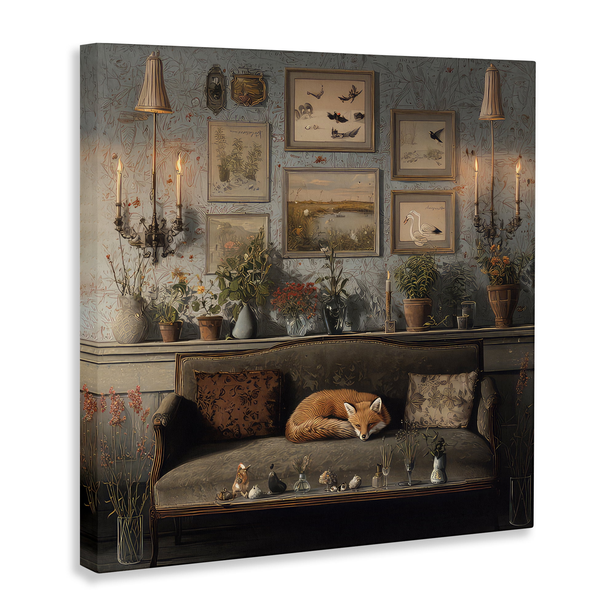 Stupell Industries Fox on Antique Sofa Canvas Wall Art, design by The Wands Want
