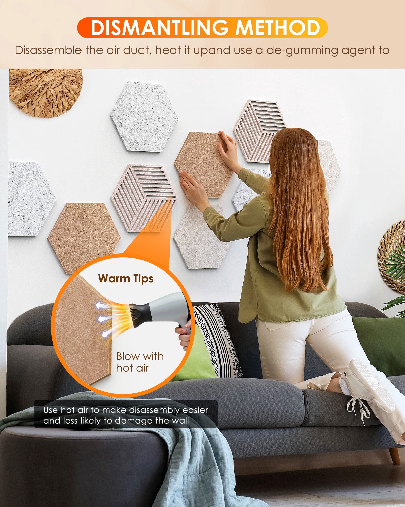 FOX FAIRY Hexagon Cork Boards for Walls Decor 10 Pack with 50 Pins,Pin Board for Office 11.8"x 10.2",Home & Classroom Wall Decor