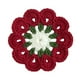 thumbnail image 5 of Posavasos de ganchillo hecho a mano para café y té, forma de flor rústica, redondo, tejido Blanco rojo, 5 of 9