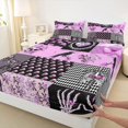 thumbnail image 4 of Castle Fairy Vintage Gothic Patchwork King Sheets 4pcs,Floral Skull Raven Heart Skeleton Bedding,Purple Black,1 Fitted Sheet,1 Flat Sheet and 2 Pillowcases, 4 of 6