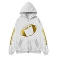 thumbnail image 4 of Arlun Zipper up Football Hoodies for Women Football Game Day Hooded Sweatshirts Fashion Graphic Printed Casual Loose Fit Long Sleeve Jacket Fall Winter Tops White2 XL, 4 of 4