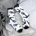 thumbnail image 5 of Vsdgher Navy Blue Anchor Crew Socks for Men & Women, Breathable Casual Athletic Ankle Socks, 5 of 6