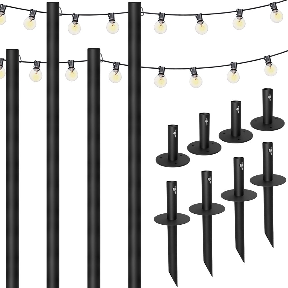 String Light Pole 4 Pack + 100 ft G40 Lights