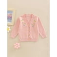 thumbnail image 2 of Franhais Baby Girl Knitted Cardigan with Flower Embroidery, Single Breasted Sweet Spring Clothing, 2 of 8