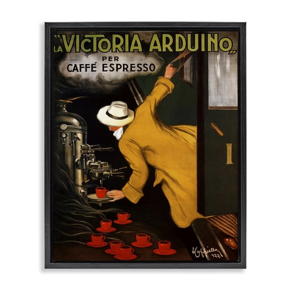 Stupell Industries Vintage Espresso Advertisement Food & Beverage Painting Black Floater Framed Canvas Art Print Wall Art, 17 x 21