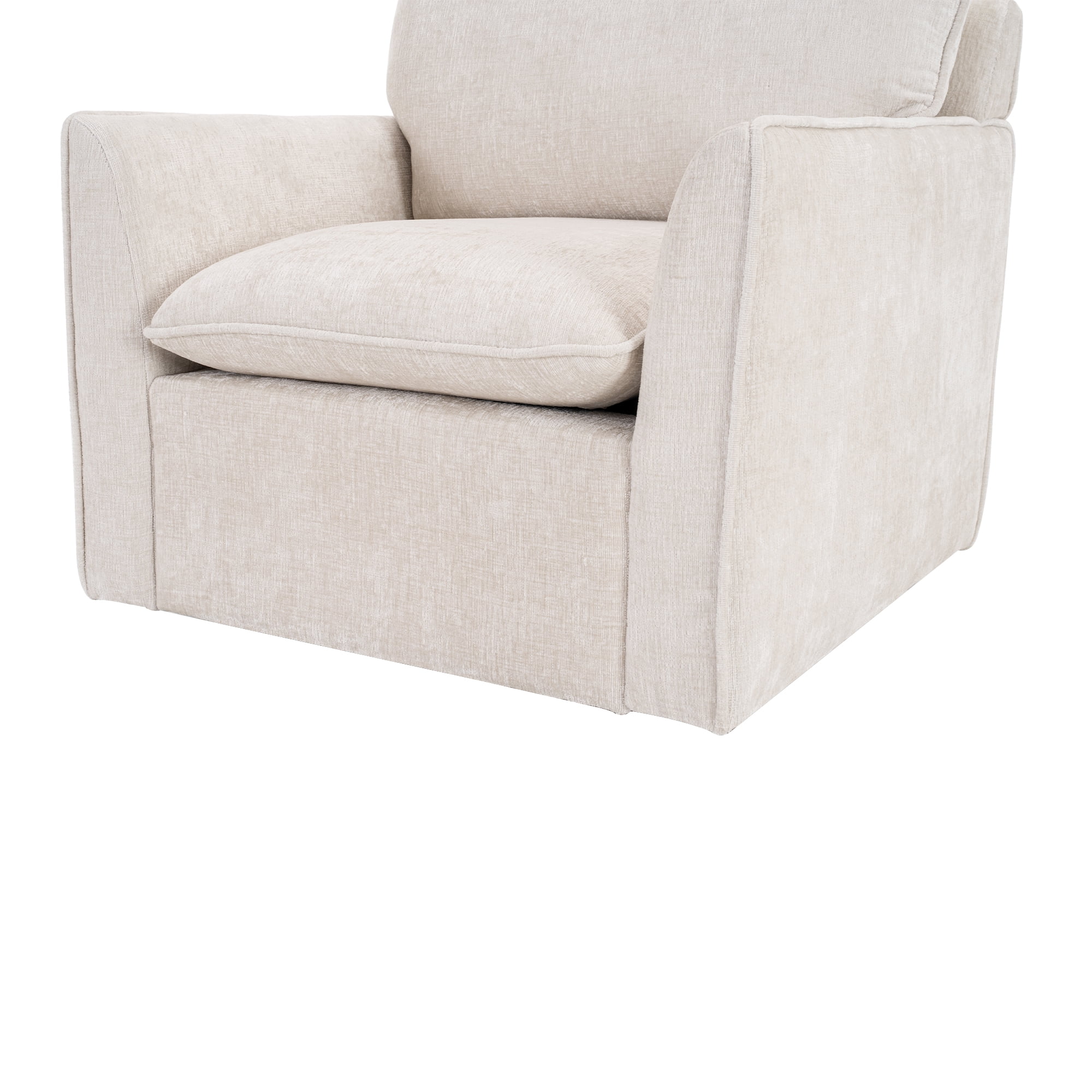 GARITIN 360° Swivel Accent Chair, Comfy Single Square Sofa Armchair, Upholstered Club Chair for Living Room Bedroom Reading Room, Chenille Fabric, Beige