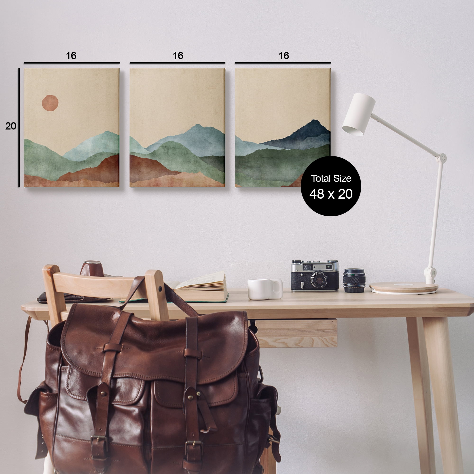 Stupell Abstract Mountains Landscape Moon Landscape Painting Gallery Wrapped Canvas Print Wall Art, Set of 3