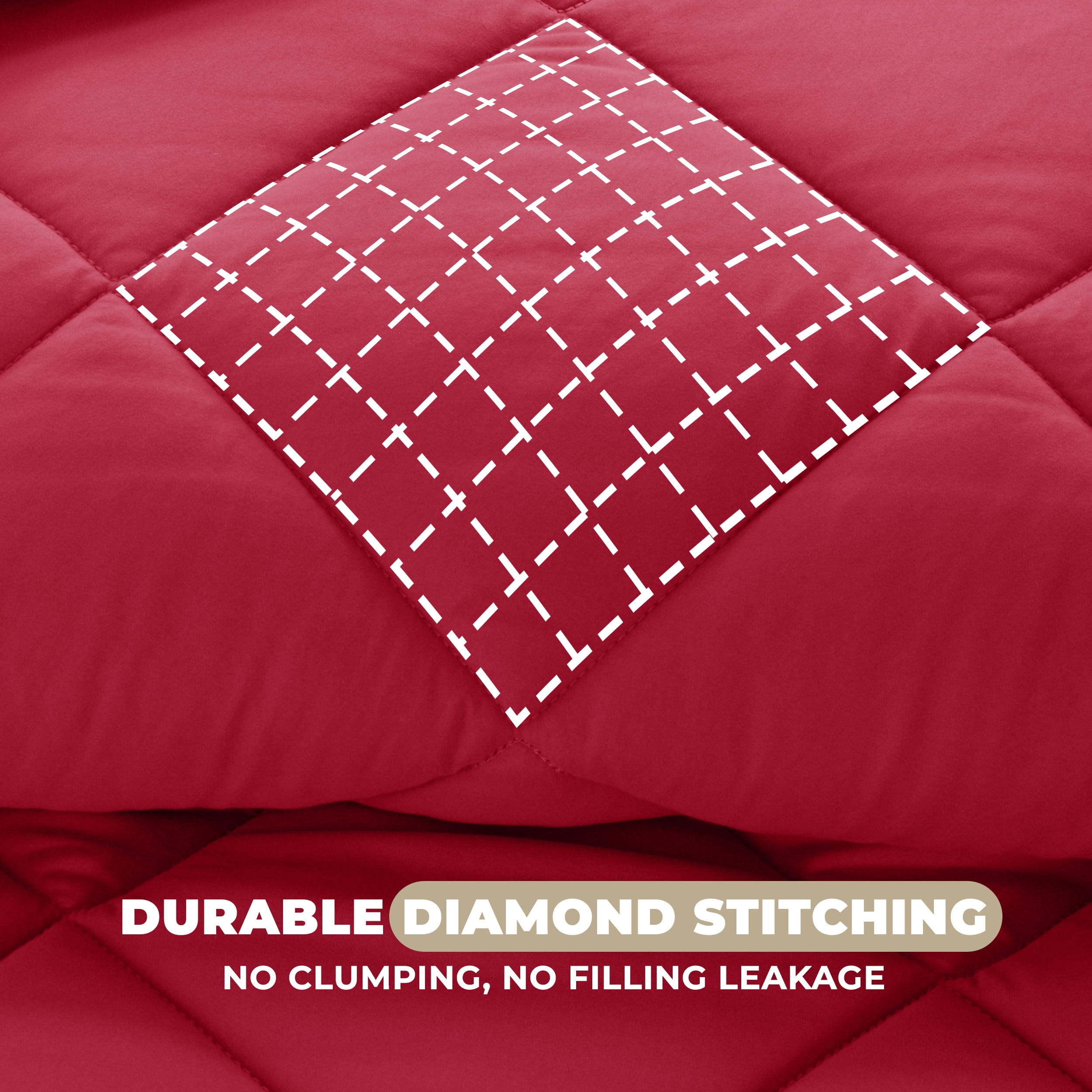 Lux Decor All-Season Comforter Sets Queen 3 PC, Reversible Bedding Set with Diamond Quilted Design Comforter and 2 Pillow Shams, Lightweight & Cozy Set de Cama Burgundy/Pink