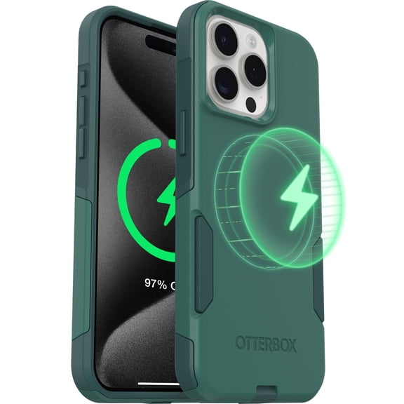 OtterBox iPhone 15 Pro Max Commuter Series Case - MagSafe Edition - Thin & Tough, Pocket-Friendly, with Port Protection - Green