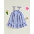 thumbnail image 6 of BemeyourBBs Toddler Baby Girls Baseball Dress Little Baby Girl Summer Dress 6 12 18 24 Months 2 3 4 Years Cute Baseball Embroidery Striped Print Sleeveless Tie up Strap Casual A-Line Dress, 6 of 9
