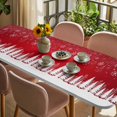 thumbnail image 3 of Red Christmas Snowflakes Table Cloths for 8 Foot Rectangle Tables, Xmas Balls Winter Pine Tree Patio Waterproof Elastic Fitted Tablecloths, Washable Rectangular Table Cover for Camping, 3 of 8