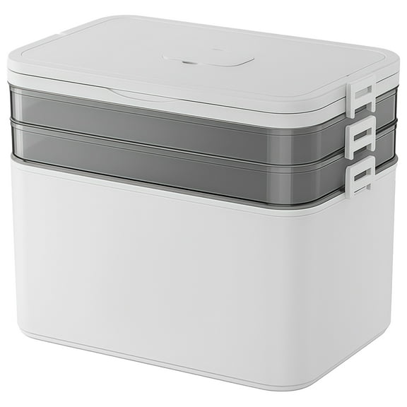 Home Storage Medicine Cabinet Organizer, Large Plastic Multi-Layer Organizer, Portable Emergency Kit, 3-Tier White Medicine Box with Handle