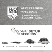 CORE 11 x 9 6 Person Instant Cabin Camping Tent with Full Rainfly, 27lbs