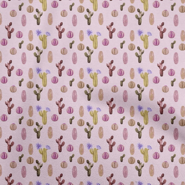 oneOone Velvet Light Pink Fabric Cactus Craft Projects Decor Fabric Printed By The Yard 58 Inch Wide