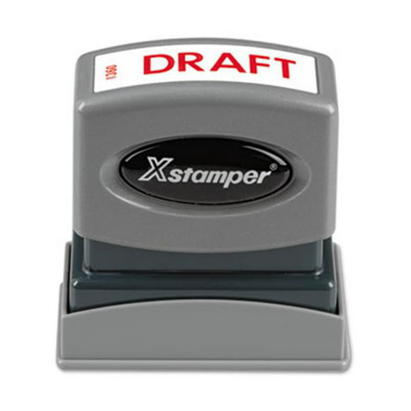 Xstamper. Eco-Green 1360 Title Message Stamp- DRAFT- Pre-Inked-Re-Inkable- Red