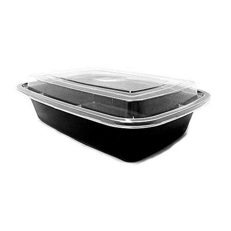 TG-PP-38 Rectangular 38 oz. To-Go Combo Container, Black with Clear Lid