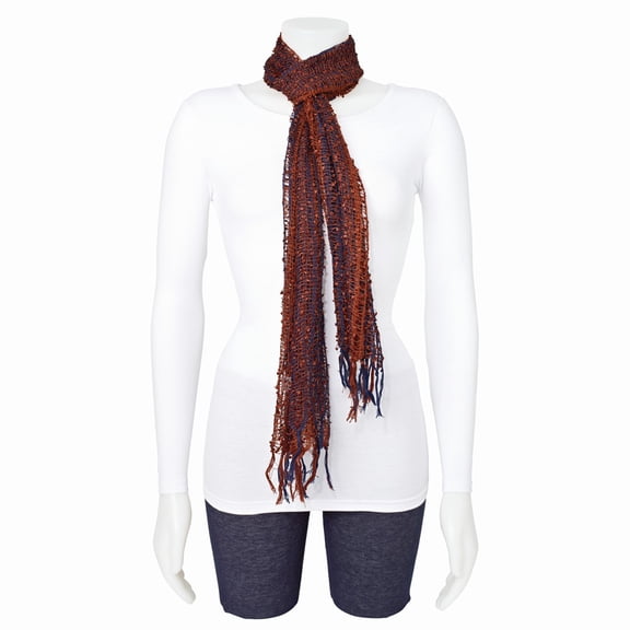 FB Jewels Rust & Blue Open Weave Fashion Scarf