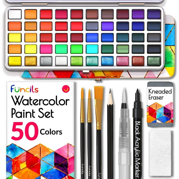 Set de pintura acuarela Funcils 50 acuarelas de viaje con pincel