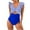 Blue, variant on Fartey Women's One Piece Swimsuit Ruffle Cutout Bathing Suits Trendy Stripes Colorblock Swim Suits Slimming Tummy Control V Neck Wrap Swimwear Red S-2XL