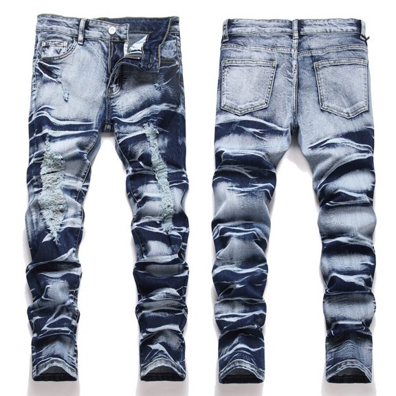 HAYIMI Toddler Pants Boys Distressed Jeans High Street Fashion Casual Long Pants Kids Comfortable Stretch Denim Trousers Spring Autumn Cozy Solid Color Daily Slacks