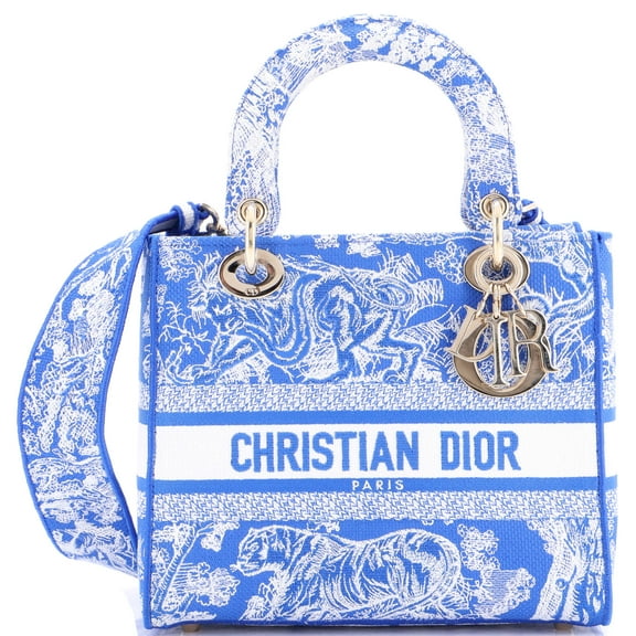 Pre-Owned Toile de Jouy Lady D-Lite Bag Embroidered Canvas By Rebag
