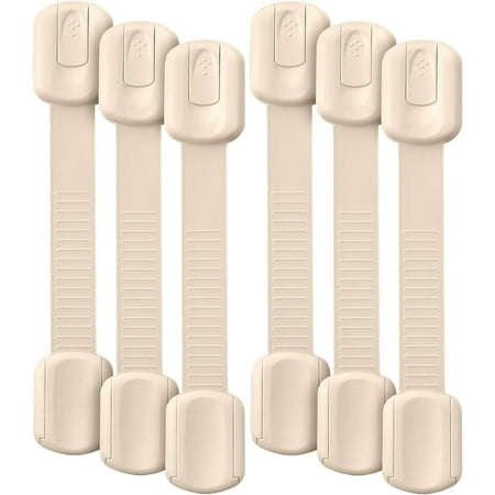 Bates- Child Safety Strap Locks, 6 Pack, Cream, Baby Cabinet Locks, Toilet Locks Baby Proof