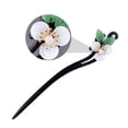 thumbnail image 4 of Traditional Chinese Wooden Hairpin with Flower Design and Tassel, Elegant Hair Chopsticks for Women, Green Accessory, 4 of 6
