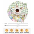 thumbnail image 6 of 15 Inch Round Placemats Set of 6, Easter Non Slip Heat Insulation PP Table Mats, Spring Bunny Colorful Eggs Floral Leaves Grey Plaid Washable Place Mats for Kitchen Dining Party Table Decor, 6 of 7