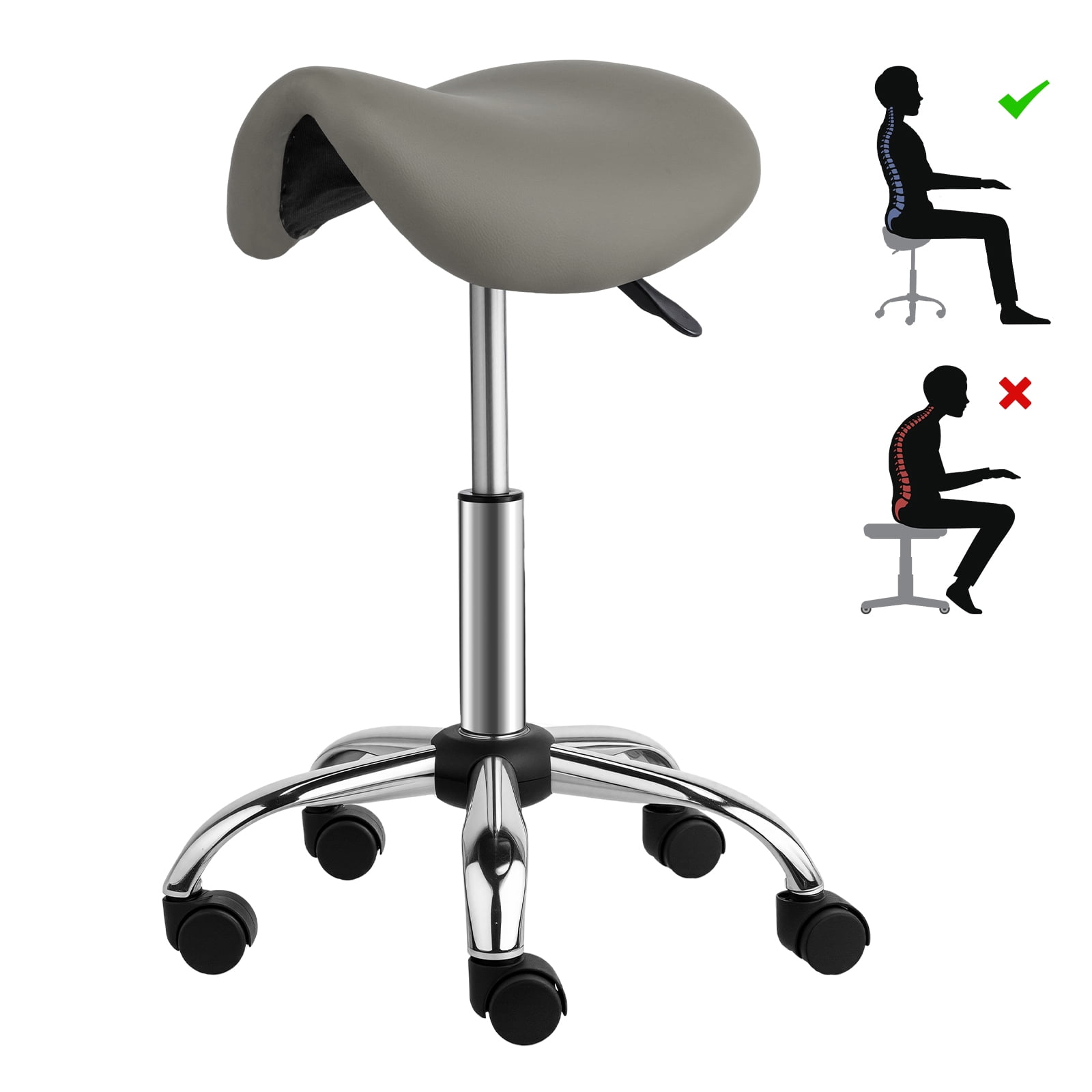 Ktaxon Swivel Salon Stool Chair, 400LBS Adjustable Hydraulic Rolling Stool, Ergonomic Bar Stool, Gray