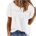 thumbnail image 3 of Uaswgudfs Womens Oversizes Summer Tops Crewneck Short Sleeve Shirts Casual Chiffon Blouses Flowy Lace Hem Trendy 2025, 3 of 8