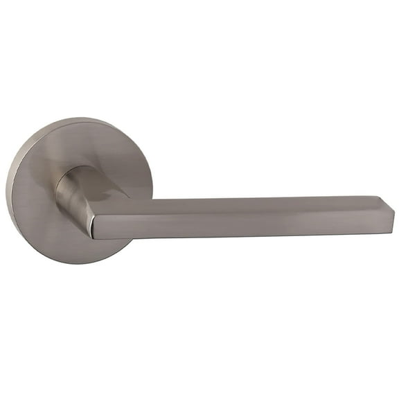 Bravura Hardware 333RC Orlando Lever Privacy Lockset with Modern Round Trim Reversible Adjustable Door Handle Lever for Bedroom/Bathroom, Satin Nickel