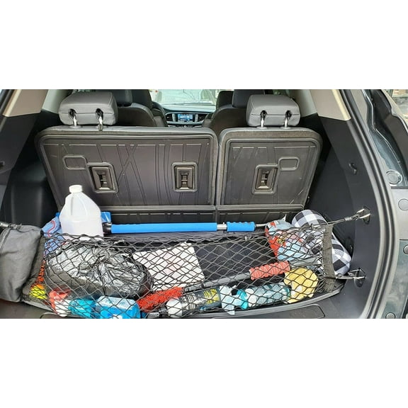 EACCESSORIES EA Trunk Organizer Cargo Net for Chevrolet Traverse 2018-2023 – Envelope Style Cargo Net – Premium Mesh Elastic Car Trunk Organizer Vehicle Carrier Storage – Compatible Chevy Traverse