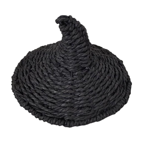 Halloween Rattan Witch Hat Decor 4.7 Inch Handcrafted Rope Wizard Hat, Twisted Straw Style Spooky Decoration for Party Porch Yard Haunted House, Rustic Farmhouse Fireplace Door Table Display