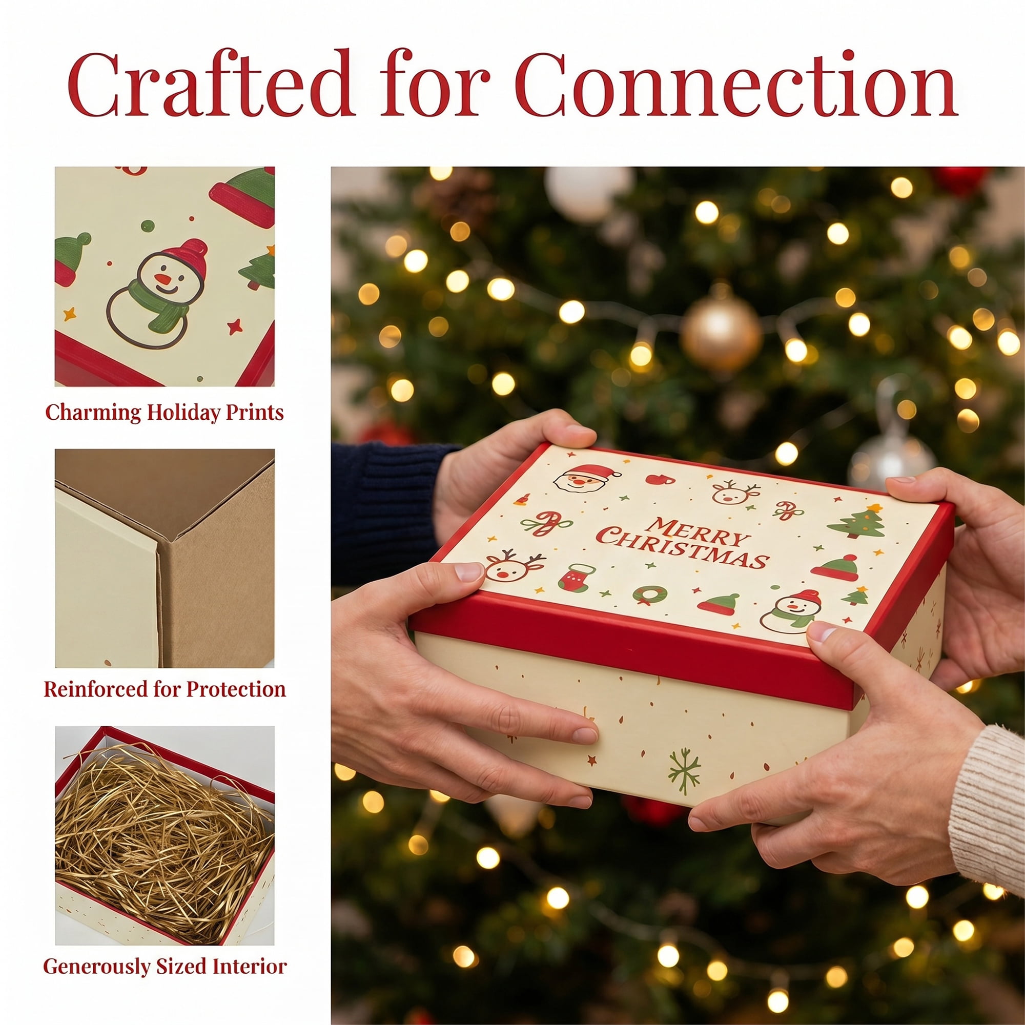 Unique Bargains Gift Box with Lids for Holiday Present Red 11" x 7.9" x 3.5"