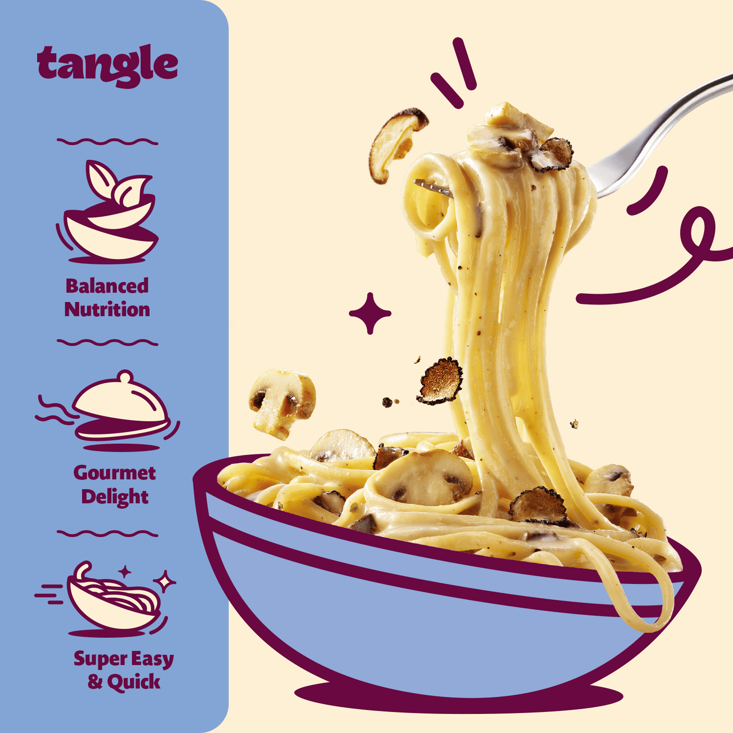 Tangle Creamy Mushroom Flavor Instant Pasta with No Artificial Ingredients, 4-Pack, 3.70 oz