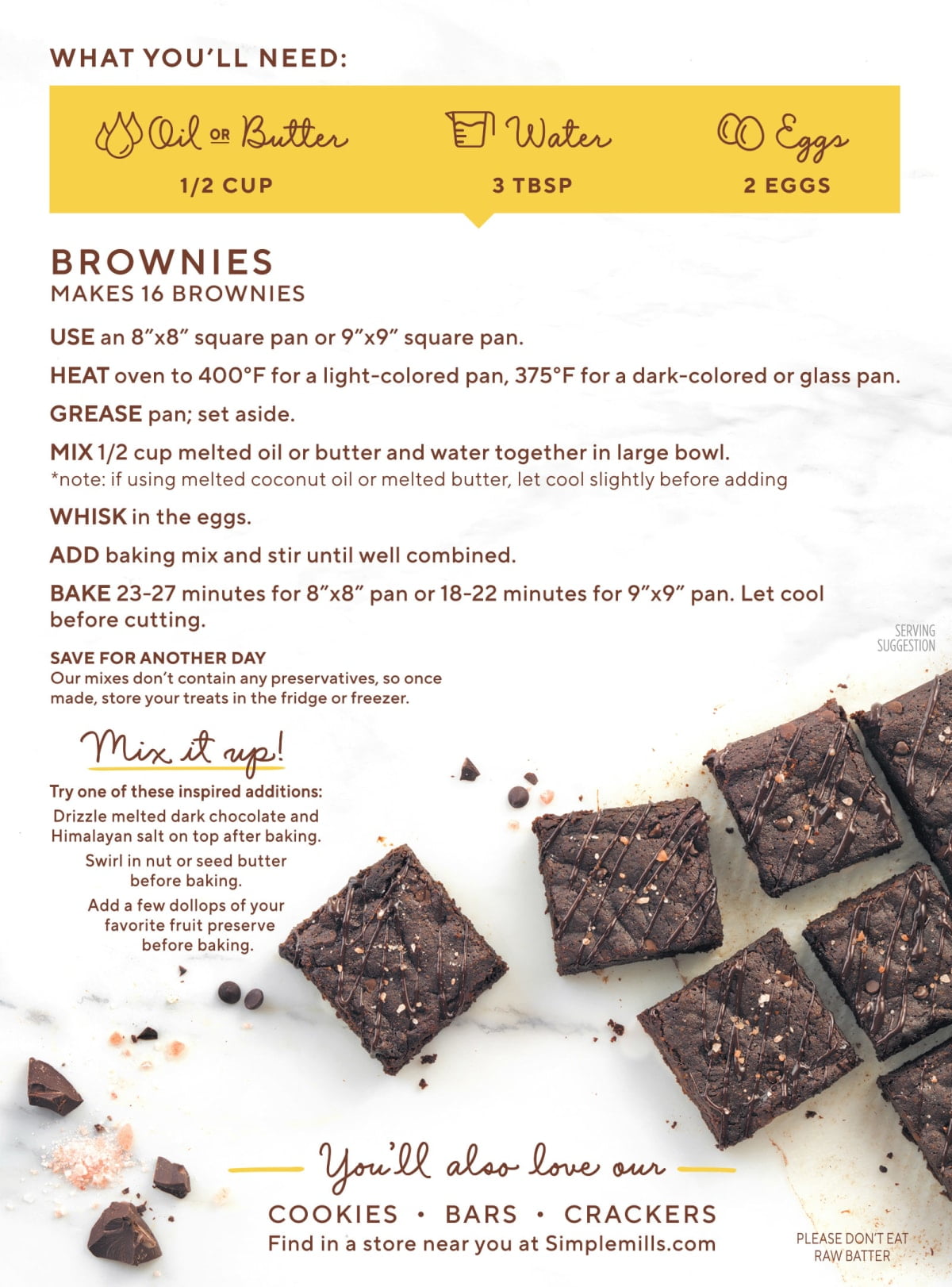 (2 pack) Simple Mills Almond Flour Brownie Mix, Gluten-Free Baking Mix, 12.9 oz Box