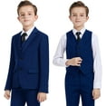 thumbnail image 2 of Boys Suit, Toddler Kids Teenager Suits for Boys Formal Wear Ring Bearer Outfit Dress Clothes Slim Fit, 2 of 15