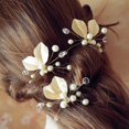 thumbnail image 4 of Cheveux de mariée Pin de la feuille 3 Pcs FAUx Perle Rétro Cheveux de Mariage mariée, 4 of 10